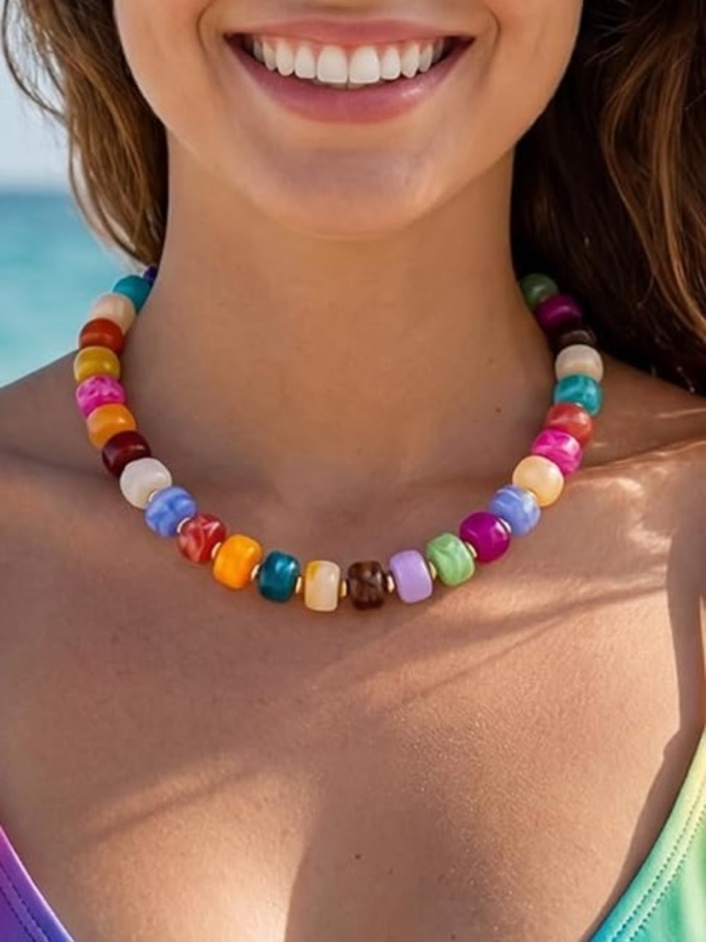 Colorful Multicolor Beaded Necklace - Women Jewelry